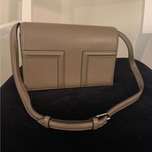 Toteme T-Flap Leather Shoulder Bag Taupe